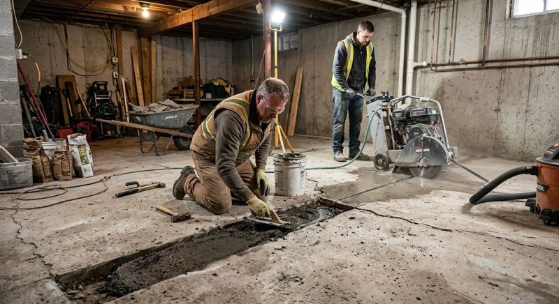 Cracked Basement Floor Repair in Fort Washington, MD