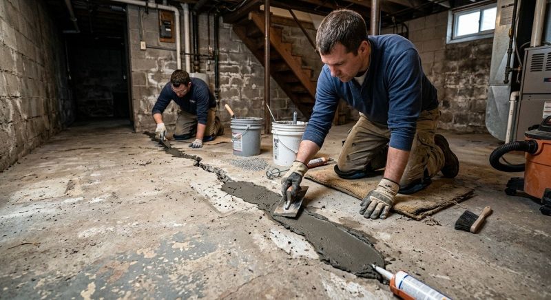 Cracked Basement Floor Repair in Fort Washington, MD